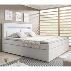 Pat Box Spring New Jersey cu spațiu de depozitare și iluminare LED 140 x 200 cm | alb č.1