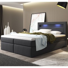 Pat Box Spring Memphis cu spațiu de depozitare și iluminare LED 140 x 200 cm | gri închis č.1