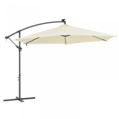 Umbrelă de grădină cu iluminare LED, picior lateral și manivela Ø 350 cm | crem č.2