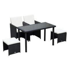 Set mobilier de grădină, poliratan Paula | negru-crem č.1