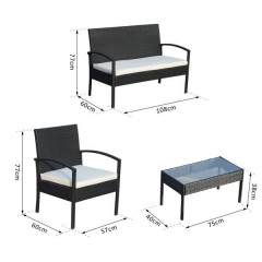 Set mobilier de grădină, poliratan, cu perne | negru č.3