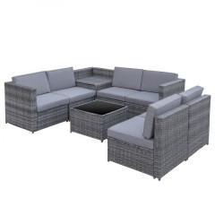 Set spațios mobilier de grădină de lux, din poliratan, Bella | gri č.2