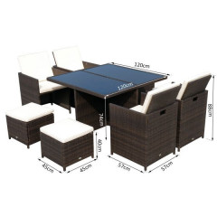 Set mobilier de grădină, poliratan Katie | negru-crem č.3