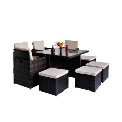 Set mobilier de grădină, de lux, poliratan Bertha | negru č.3