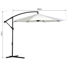 Umbrelă de grădină cu picior lateral și manivelă Ø 300 cm | crem č.2