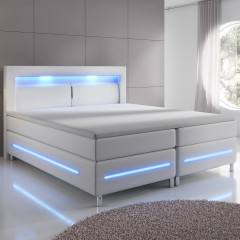 Pat Box Spring Norfolk cu iluminare LED 140 x 200 cm | alb č.1