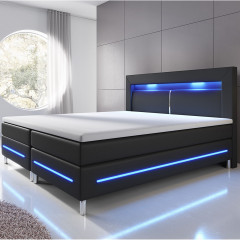 Pat Box Spring Norfolk cu iluminare LED 140 x 200 cm | negru č.1