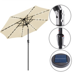 Umbrelă de grădină cu iluminare LED  Ø 300 cm | crem č.1