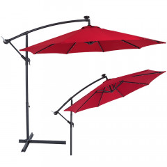 Umbrelă de grădină cu iluminare LED și picior lateral  Ø 330 cm | roșu închis č.3