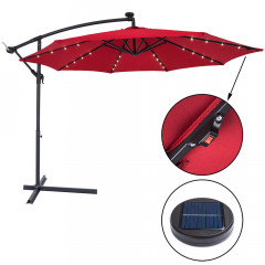 Umbrelă de grădină cu iluminare LED și picior lateral  Ø 330 cm | roșu închis č.2