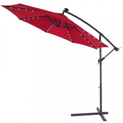 Umbrelă de grădină cu iluminare LED și picior lateral  Ø 330 cm | roșu închis č.1