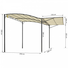 Pavilion de grădină din oțel cu acoperiș retractabil 3 x 2,5 m | crem č.3