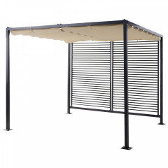 Pergolă metalică de grădină cu acoperiș retractabil 2,75 x 2,95 x 2,38 m | bej č.2