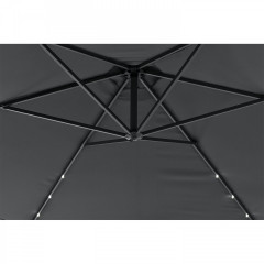 Umbrelă de grădină cu iluminare LED , picior lateral și manivelă Ø 3 m | gri închis č.3