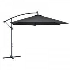 Umbrelă de grădină cu iluminare LED , picior lateral și manivelă Ø 3 m | gri închis č.1