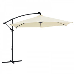 Umbrelă de soare în consolă cu iluminare LED, picior lateral și mâner Ø 300 cm | bej č.1