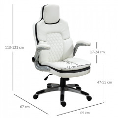 Scaun de birou din piele artificială 69 x 67 x 113-121 cm | alb č.3