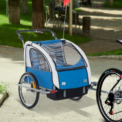 Remorcă de bicicletă pentru 2 copii jogger 2 in 1, albastru/ gri č.2