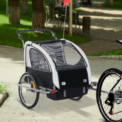 Remorcă de bicicletă pentru 2 copii Jogger 2 in 1, | negru - alb č.2