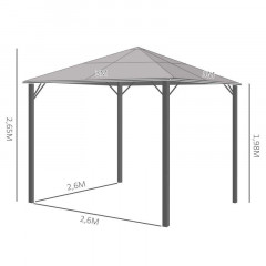 Pavilion de lux cu acoperiș solid 300 x 300 x 265 cm | gri închis č.3