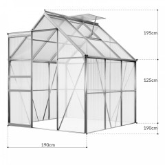 Seră de grădină din policarbonat și cadru din aluminiu 5,85 m2 | 190 x 190 x 195 cm č.3