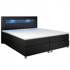 Pat Box Spring Montana cu iluminare LED 140 x 200 cm | negru č.3