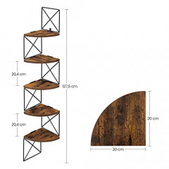 Raft de colț de perete rustic | maro-negru č.3