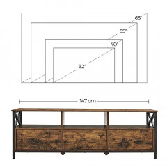 Masă TV rustică 40 x 147 x 50 cm | negru-maro č.3