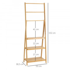 Suport pentru prosoape din bambus cu polite | natural č.3