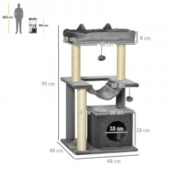 Suport pentru ascutirea ghearelor cu hamac 48 x 48 x 90 cm | gri č.3