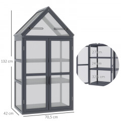 Sera de gradina cu acoperis rabatabil 70,5 x 42 x 132 cm | gri č.3