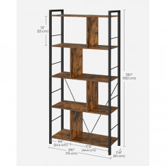 Raft rustic cu 5 polite | maro-negru č.2