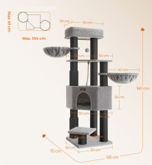 Ansamblu de joaca pentru pisici 55 x 45 x 168 cm | gri + negru č.2