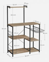 Raft pentru bucatarie 40 x 90 x 132 cm | maro+negru č.2