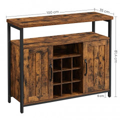 Comoda cu spatiu pentru sticle de vin 100 x 35 x 81,4 cm | maro rustic č.2