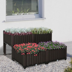 Set 4 jardiniere din polirattan 40 x 40 x 44 cm | maro č.1