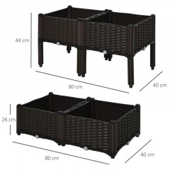 Set 4 jardiniere din polirattan 40 x 40 x 44 cm | maro č.3