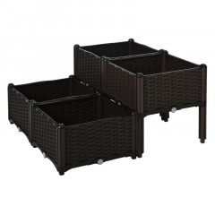 Set 4 jardiniere din polirattan 40 x 40 x 44 cm | maro č.2