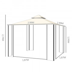 Luxusní zahradní altán s moskytiérou 2,99 x 2,99 x 2,74 m | krémový č.2