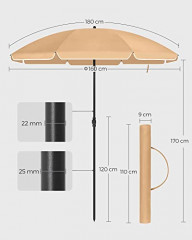 Zahradní slunečník Ø160 x 180 cm | Taupe č.2