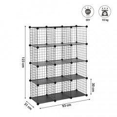 Variabilní drátěný regálový organizér 93 x 31 x 123 cm | černý č.3