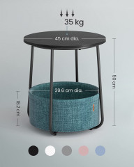 Masă rotundă de cafea cu coș | Ø 45 cm, neagră č.3