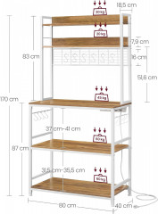 Poliță verticală de bucătărie 40 x 80 x 170 cm | maro/alb č.2