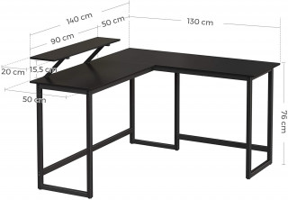 Kancelářský rohový stůl se stojanem na monitor | černý č.2