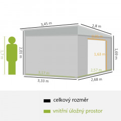 Zahradní domek s dvojitými dveřmi 2,8 x 3,45 x 2,01 m | šedý č.3