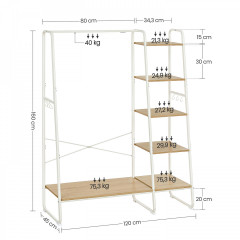 Suport pentru haine 45 x 120 x 160 cm | stejar + alb č.3