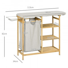 Coș de rufe din bambus cu masă de călcat 113x34x82 cm | gri č.2