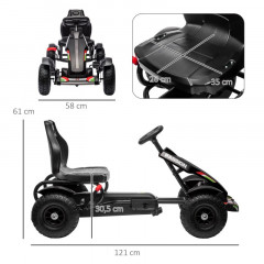 Kart cu pedale pentru copii 121 x 58 x 61 cm | negru č.2