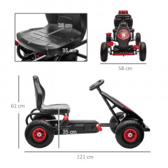 Kart cu pedale pentru copii 121 x 58 x 61 cm | roșu + negru č.2