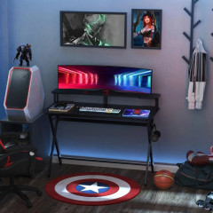 Birou gaming cu suport pentru căști 120 x 60 x 90 cm | negru č.3